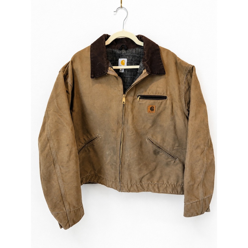 Vintage Carhartt J97 Detroit Jacket Brown Duck Canvas Blanket Lined 2XLT